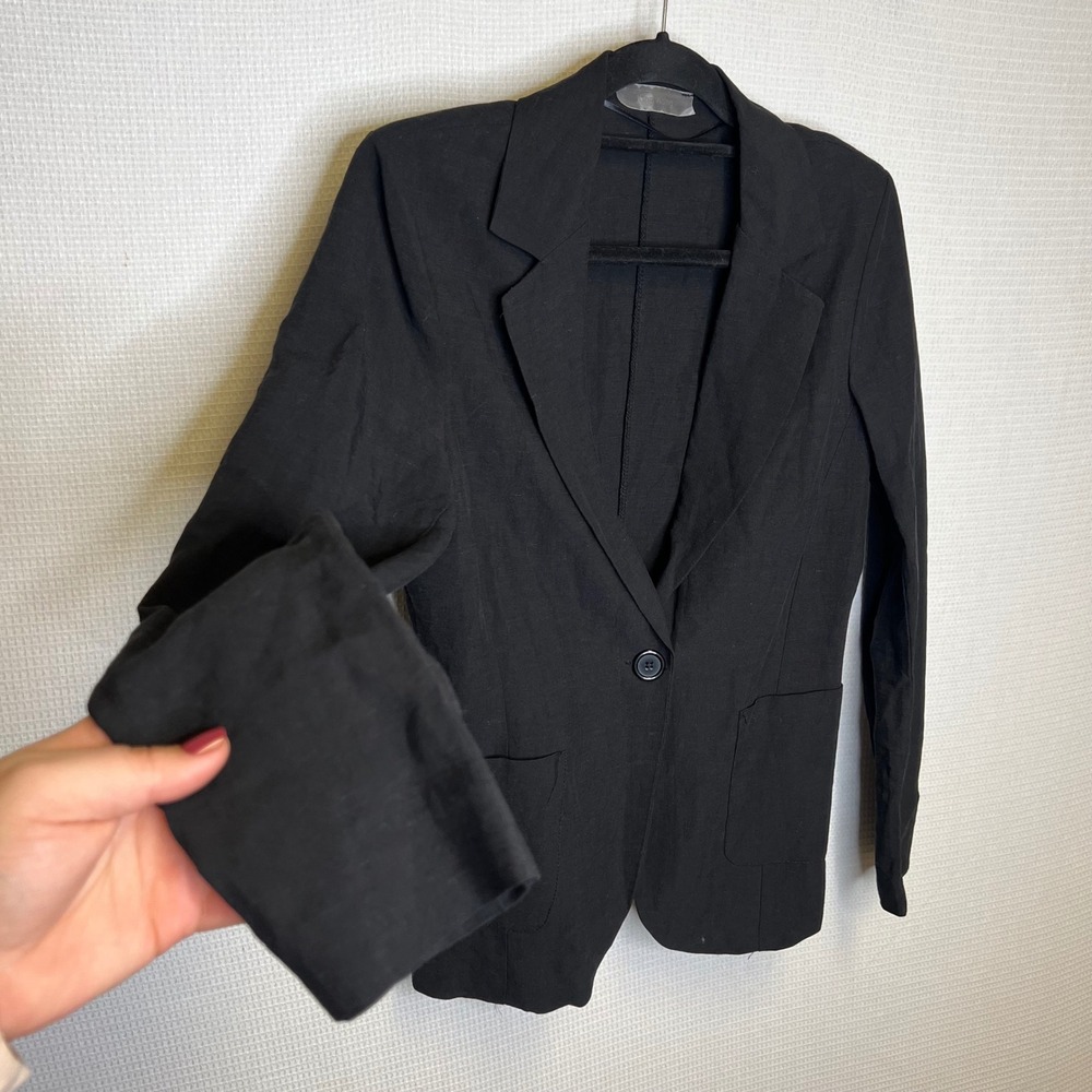 KING KONG Oversized Black Blazer‎ Jacket Womens Small Made in Italy linen